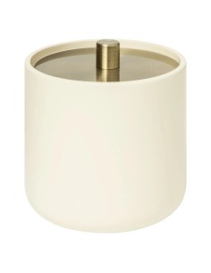 ACCESSORI BAGNO: vendita online Barattolo Cotton Fioc Resina Beige 10x11cm con Dettagli in Ferro, Elegante Contenitore per Ba... 2