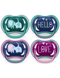 Philips Avent Ciuccio Ultra Air +18 Mesi Elefante/Testo - 2 Pezzi