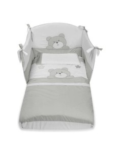 Piumone Lettino Pali Teo Grigio – Paracolpi e Federa Inclusi