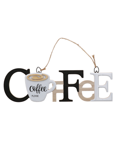 Decorazione da Parete “Coffee” in MDF e Ferro 32x9 cm | Arredo Cucina