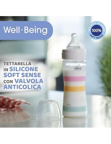 Biberon Chicco Rosa 250ml 2M+ con Valvola Anti-Colica
