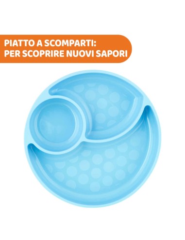 Piatto in Silicone con Ventosa Blu per Bambini - 12 Mesi e oltre su ShopInCasa.it