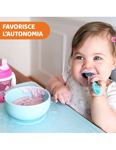 Ciotola in Silicone Rosa con Ventosa Chicco – Per Bambini da 6 Mesi