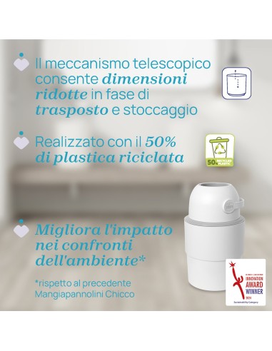 Odour OFF Mangiapannolini Telescopico Chicco - Anti-Odore e Ecologico