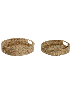 VASSOIO BD-215692 2 MIS FIBRA/METALLO D40CM NATURALE