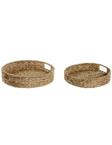 VASSOIO BD-215692 2 MIS FIBRA/METALLO D40CM NATURALE