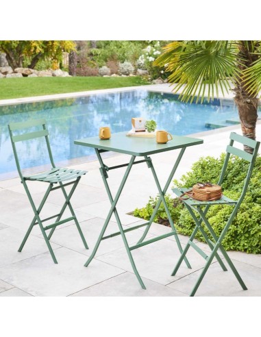 TAVOLI: vendita online GREENSBORO Tavolo da Giardino Pieghevole, Verde Oliva, 2 Posti, Acciaio Antiruggine, Resistente, Compa...