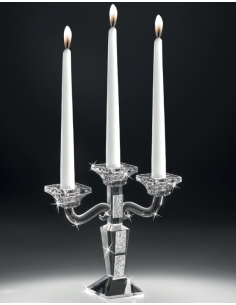 Candeliere a 3 Lumi in Cristallo di Boemia e Foglia Oro – Ranoldi MM127 | Shopincasa.it
