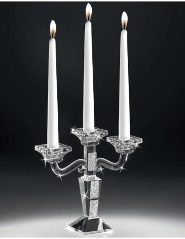 Candeliere a 3 Lumi in Cristallo di Boemia e Foglia Oro – Ranoldi MM127 | Shopincasa.it
