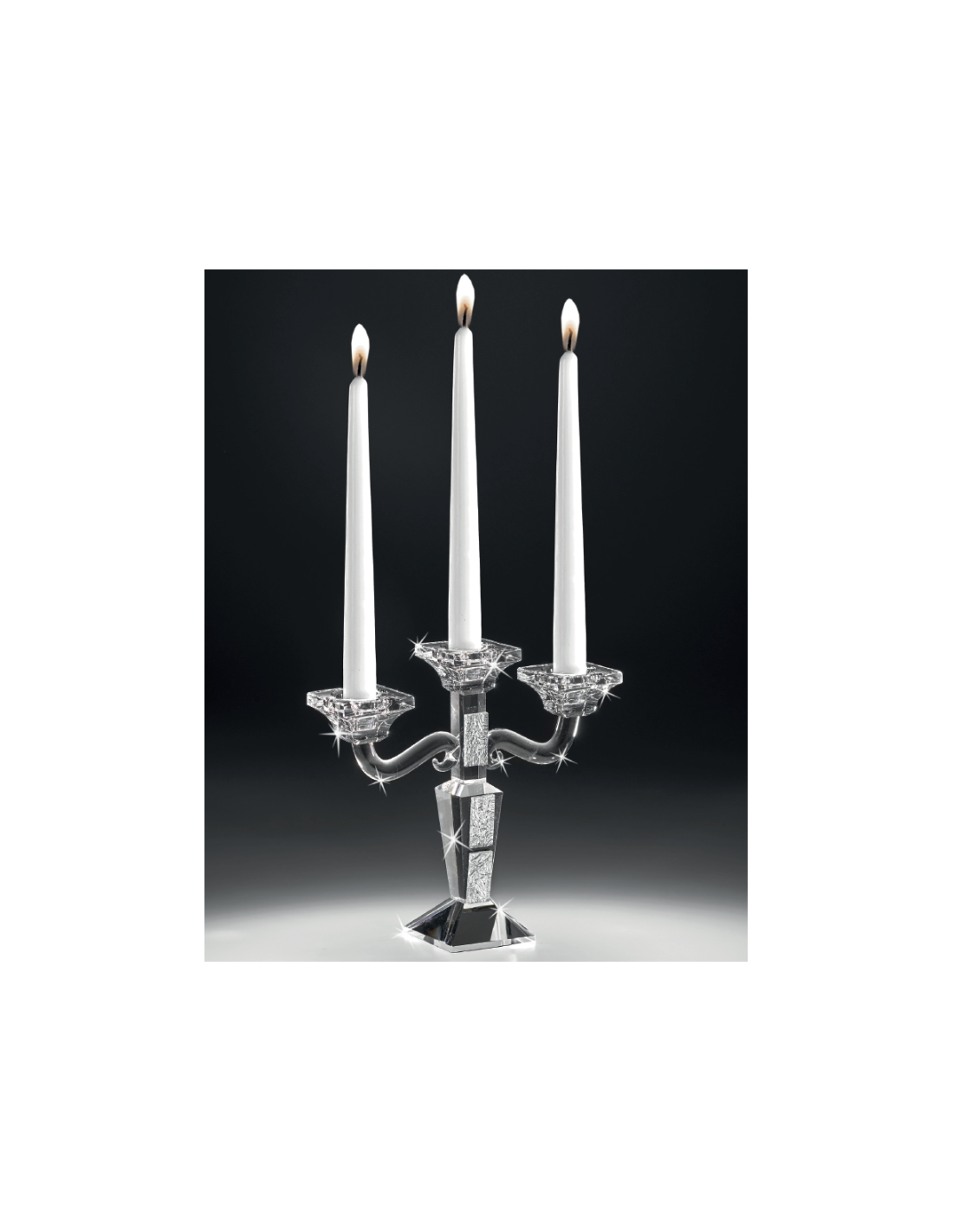 Candeliere a 3 Lumi in Cristallo di Boemia e Foglia Oro – Ranoldi MM127 | Shopincasa.it