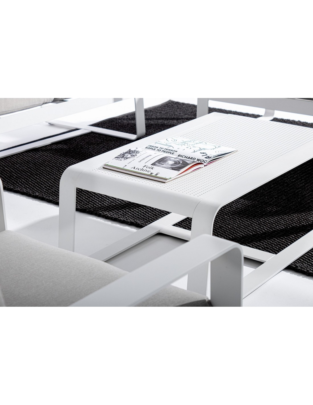 TAVOLI: vendita online Tavolino Merrigan 105x62 Bianco, Tavolino Moderno in Alluminio Verniciato per Interno ed Esterno in of...