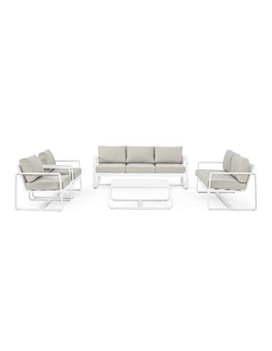 TAVOLI: vendita online Tavolino Merrigan 105x62 Bianco, Tavolino Moderno in Alluminio Verniciato per Interno ed Esterno in of...