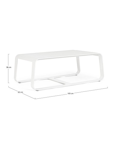 TAVOLI: vendita online Tavolino Merrigan 105x62 Bianco, Tavolino Moderno in Alluminio Verniciato per Interno ed Esterno in of...