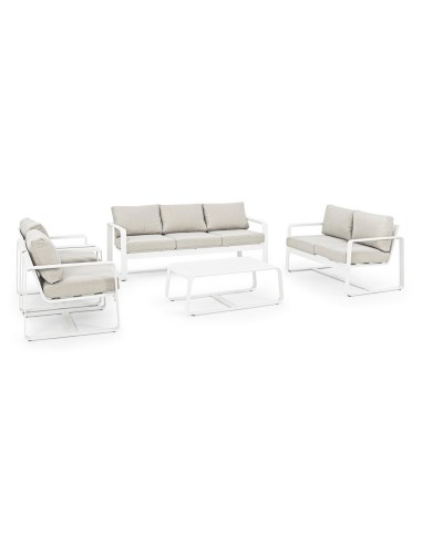 TAVOLI: vendita online Tavolino Merrigan 105x62 Bianco, Tavolino Moderno in Alluminio Verniciato per Interno ed Esterno in of...