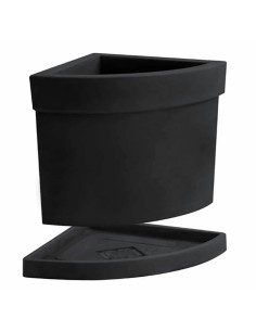 THEMIS VASO ANGOLARE 40CM ANTRACITE CON SOTTOVASO