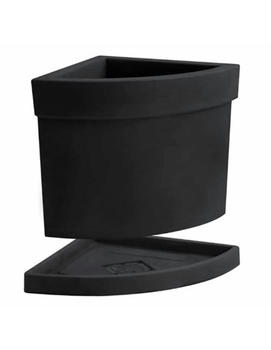 THEMIS VASO ANGOLARE 40CM ANTRACITE CON SOTTOVASO