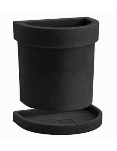 THEMIS VASO PARETE 40CM ANTRACITE CON SOTTOVASO