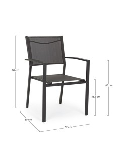 SEDIE E POLTRONE: vendita online Poltrona Hilde Antracite, verniciata a polvere, seduta in textilene 2x1, poltrona impilabile... 2