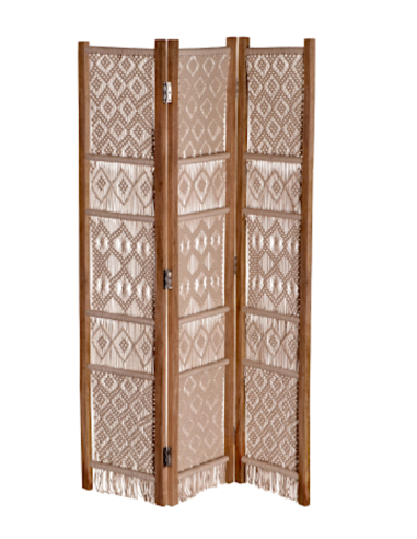 PARAVENTO 109745 3 ANTE COTONE/LEGNO 123X180CM