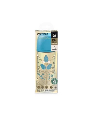 Suavinex Gold Biberon Silicone Azzurro 360 ml +6 Mesi
