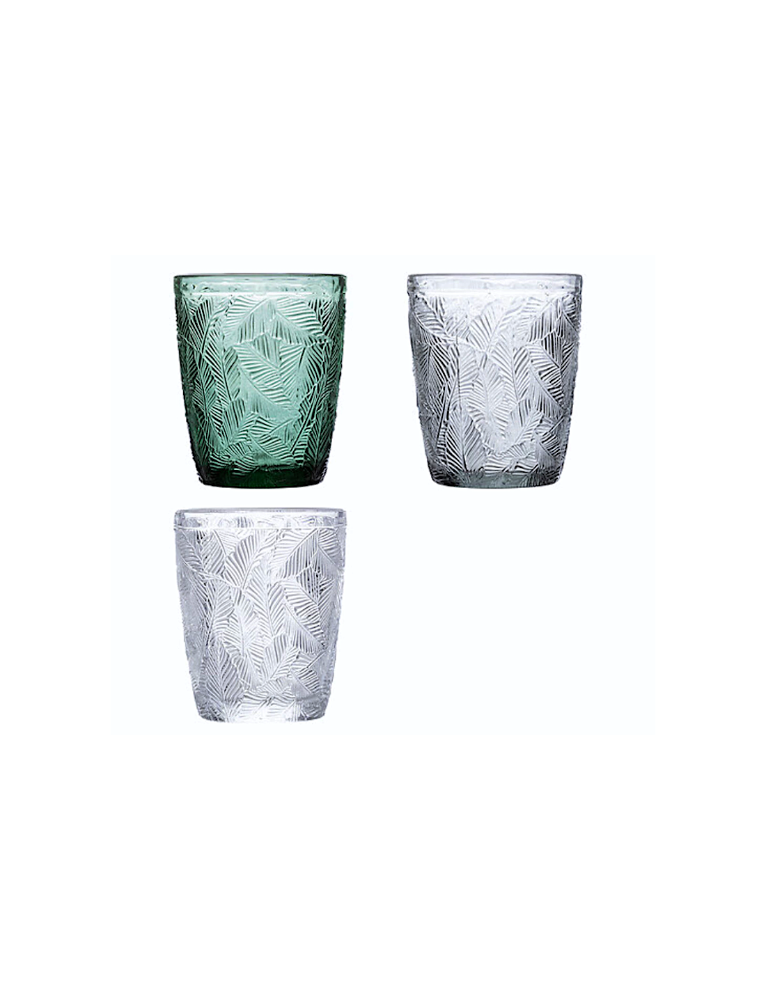 Bicchiere basso Leaf 30 cl vetro assortito in scatola palette – shopincasa.it