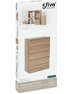 Cassettiera 5five Dolo 5 Cassetti Effetto Legno Naturale | Shopincasa.it