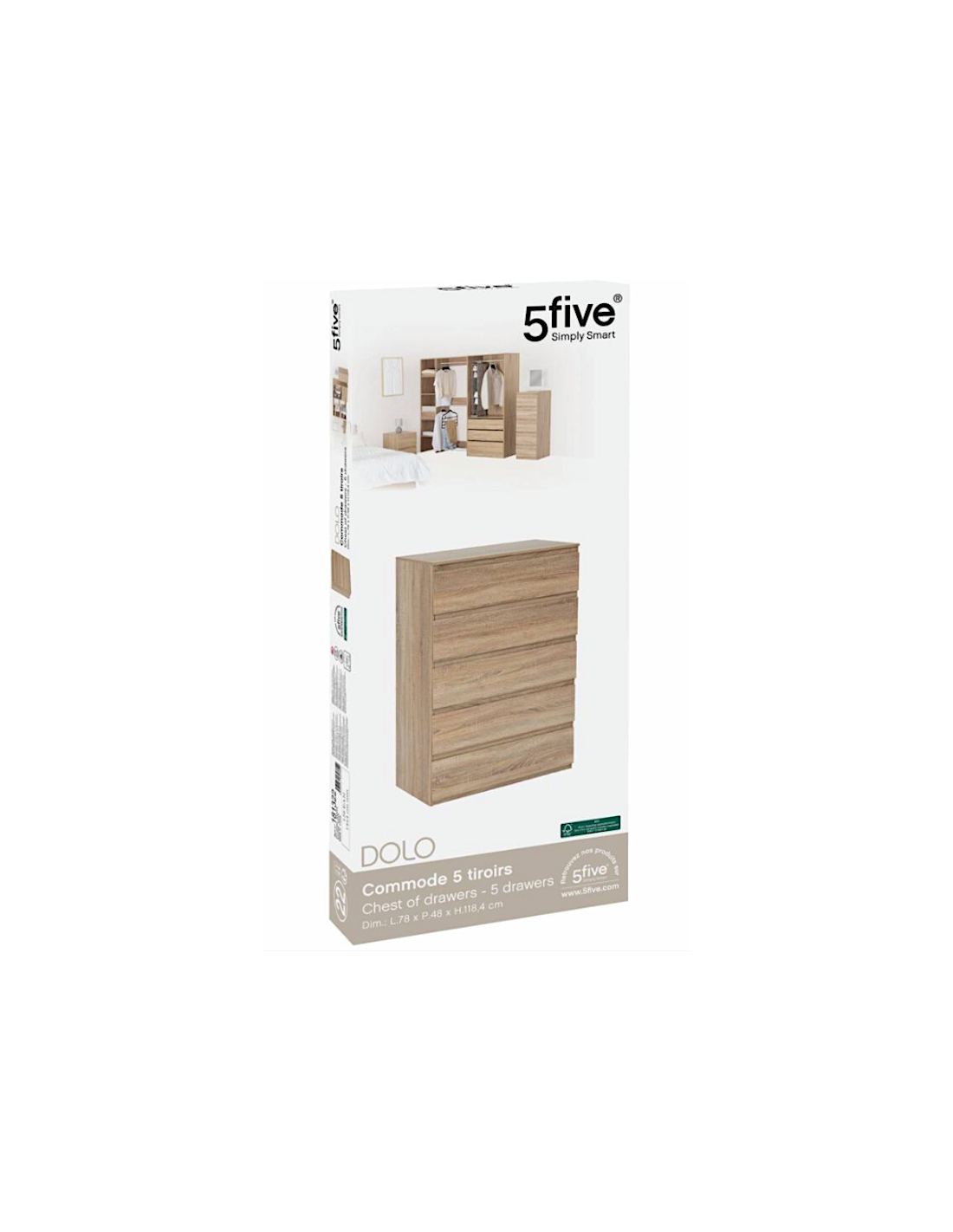 CASSETTIERA 181322 DOLO 5 CASSETTI 78X48X118CM MDF