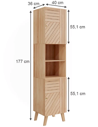 MOBILE BAGNO 204938 BAMBOO 66X33X78CM CON PORTABIANCHERIA E 2 PORTAOGG