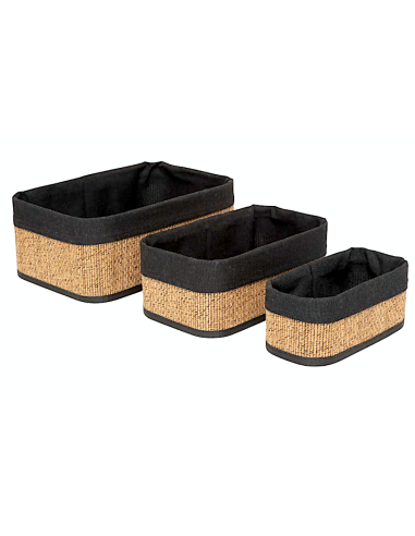 SET 3 CESTINI 204980 BAMBOO/TESSUTO NERO