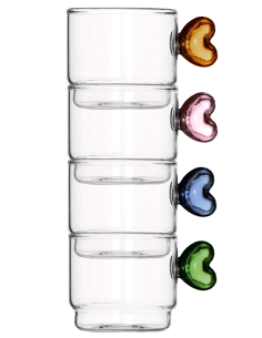 set 4 tazzine caffè in vetro Brandani con manico a cuore | shopincasa.it