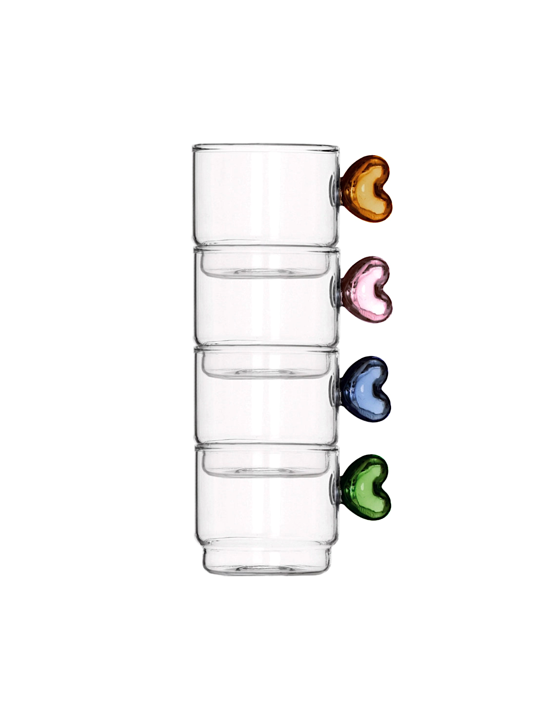 set 4 tazzine caffè in vetro Brandani con manico a cuore | shopincasa.it