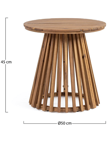TAVOLI: vendita online Tavolino Rodano D50cm in Legno di Acacia FSC 100%, Base da Assemblare, Finitura a Olio, Viteria in Acc...