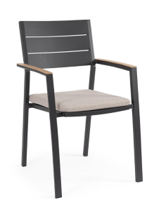 SEDIE E POLTRONE: vendita online Sedia Zelmar in Alluminio con Cuscino, Braccioli Effetto Legno, Impilabile, Idrorepellente, ...