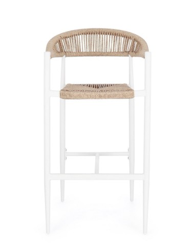 SEDIE E POLTRONE: vendita online Sgabello Bar Jandia Bianco/Beige, Impilabile con Fibra Sintetica Twisted, Struttura in Allum...