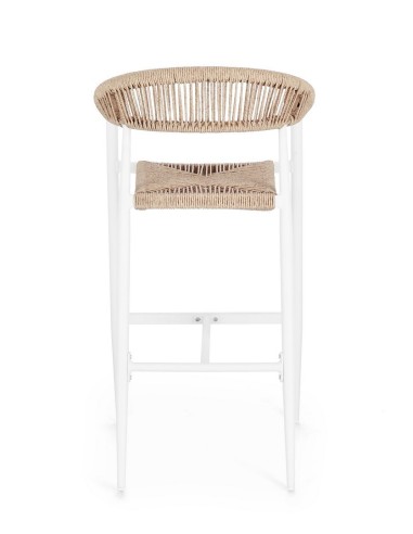 SEDIE E POLTRONE: vendita online Sgabello Bar Jandia Bianco/Beige, Impilabile con Fibra Sintetica Twisted, Struttura in Allum...