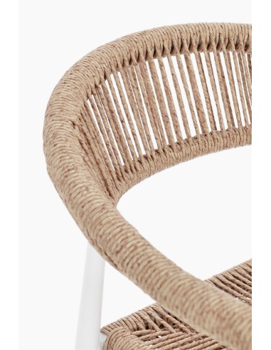 SEDIE E POLTRONE: vendita online Sgabello Bar Jandia Bianco/Beige, Impilabile con Fibra Sintetica Twisted, Struttura in Allum...