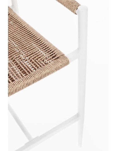 SEDIE E POLTRONE: vendita online Sgabello Bar Jandia Bianco/Beige, Impilabile con Fibra Sintetica Twisted, Struttura in Allum...