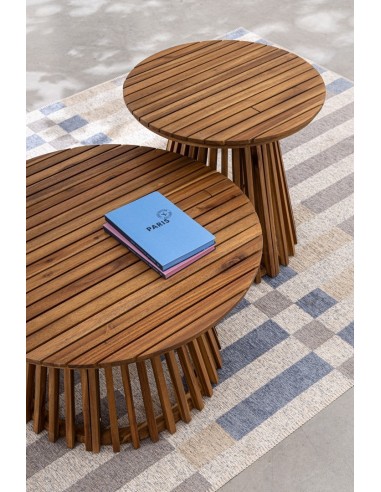 TAVOLI: vendita online Tavolino Rodano D50cm in Legno di Acacia FSC 100%, Base da Assemblare, Finitura a Olio, Viteria in Acc...