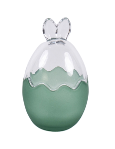 CONTENITORE UOVO 140241 CONIGLIO VERDE 8,5X14CM VETRO
