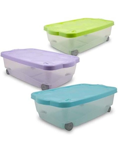 BOX E CONTENITORI SALVASPAZIO: vendita online Contenitore Salvaspazio con Coperchio e Ruote 40x60x18,5 cm - PVC, Pratico e Re...