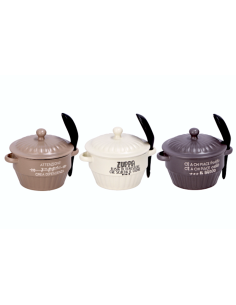 Zuppiera in Ceramica 450 ml Assortita con Coperchio e Cucchiaio | Shopincasa.it