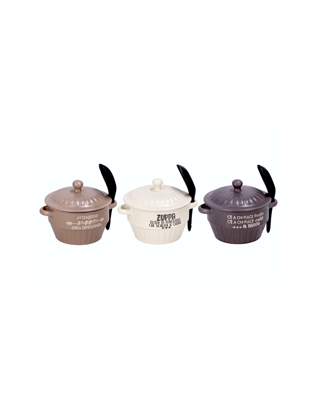 Zuppiera in Ceramica 450 ml Assortita con Coperchio e Cucchiaio | Shopincasa.it