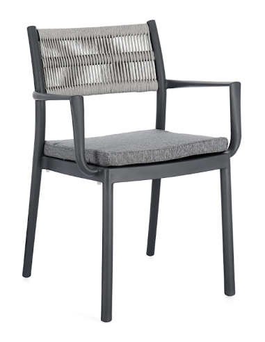 SEDIA 0650010 ALVIN ANTRACITE CON BRACCIOLI E CUSCINO