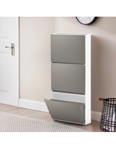 BOX E CONTENITORI SALVASPAZIO: vendita online Scarpiera Intreccio a Parete 16x51,5x39 cm Tortora –Resina Resistente, Design M...
