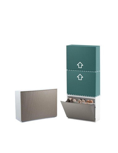 BOX E CONTENITORI SALVASPAZIO: vendita online Scarpiera Intreccio a Parete 16x51,5x39 cm Tortora –Resina Resistente, Design M...