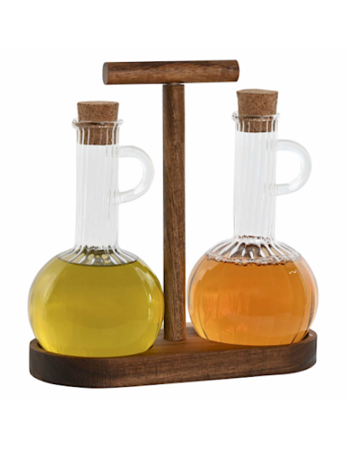 SET OLIO/ACETO PC217546 350ML CON SUPPORTO ACACIA