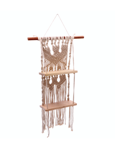 MENSOLA 109748 2 PIANI COTONE/LEGNO 25X13X63CM DA APPENDERE