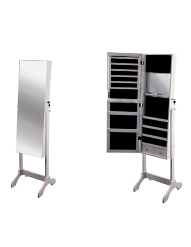 Armadietto Portagioielli con Specchio MDF Bianco 46x40x153 cm | Shopincasa.it