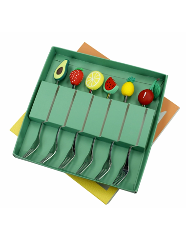 50034 SET 6PZ FORCHETTINE SILVER FRUTTI ASS