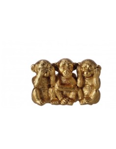 Figura Scimmie 100982 in resina dorata 11 x 4 x 7 cm | shopincasa.it